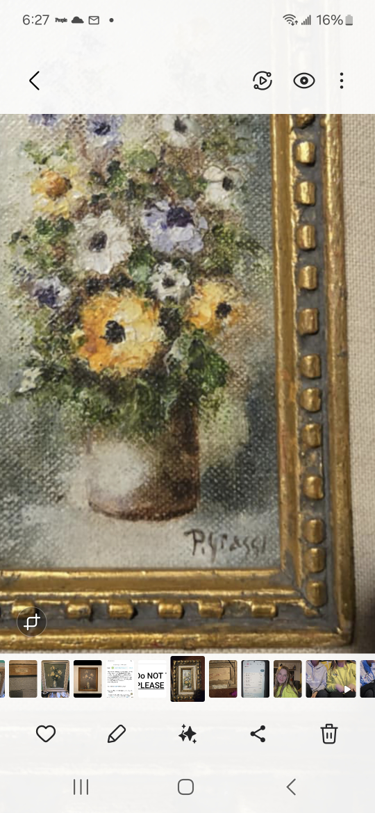 Vintage Pyrassi Floral Oil Painting