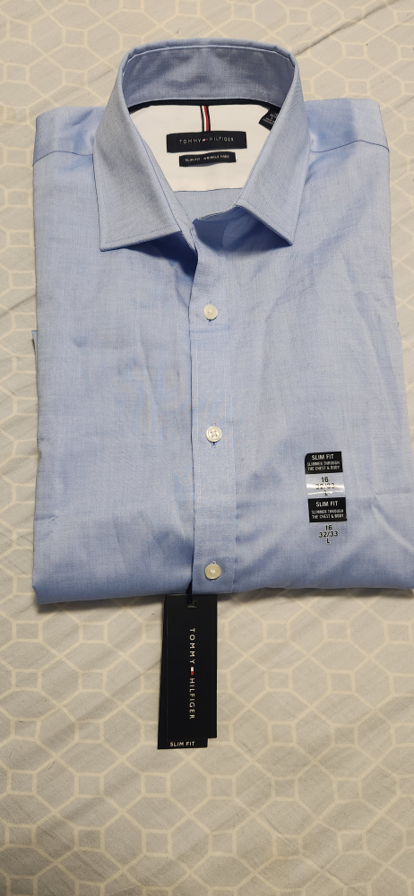 Tommy Hilfiger Men's Slim Fit Light Blue Dress Shirt - Size L - photo 4