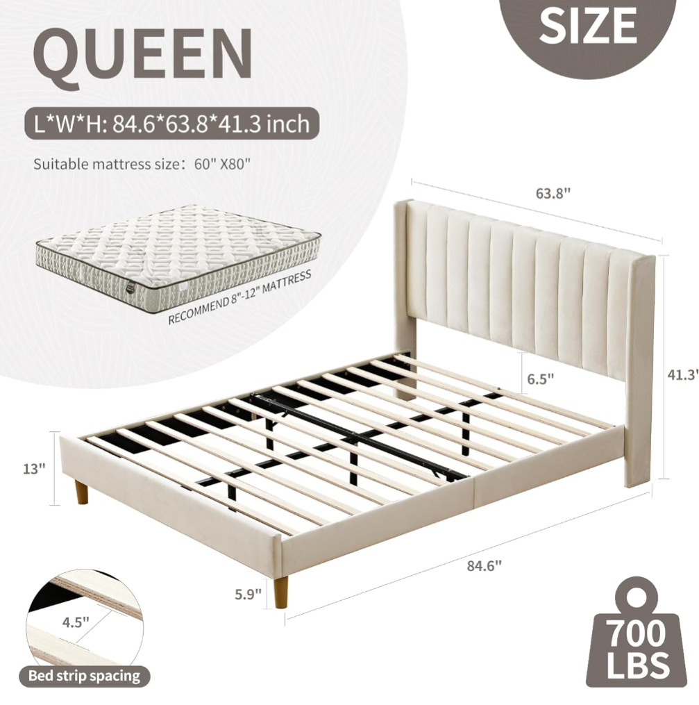 Queen Size Bed Frame with Headboard - photo 5