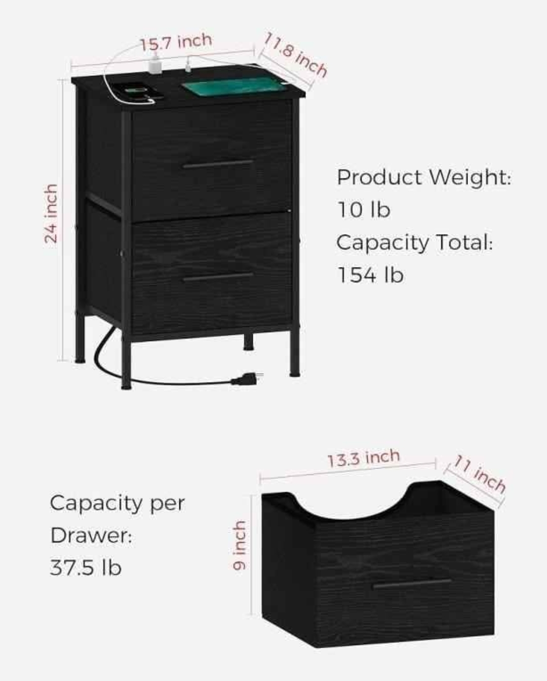 Sangmucen nighstand black - photo 2