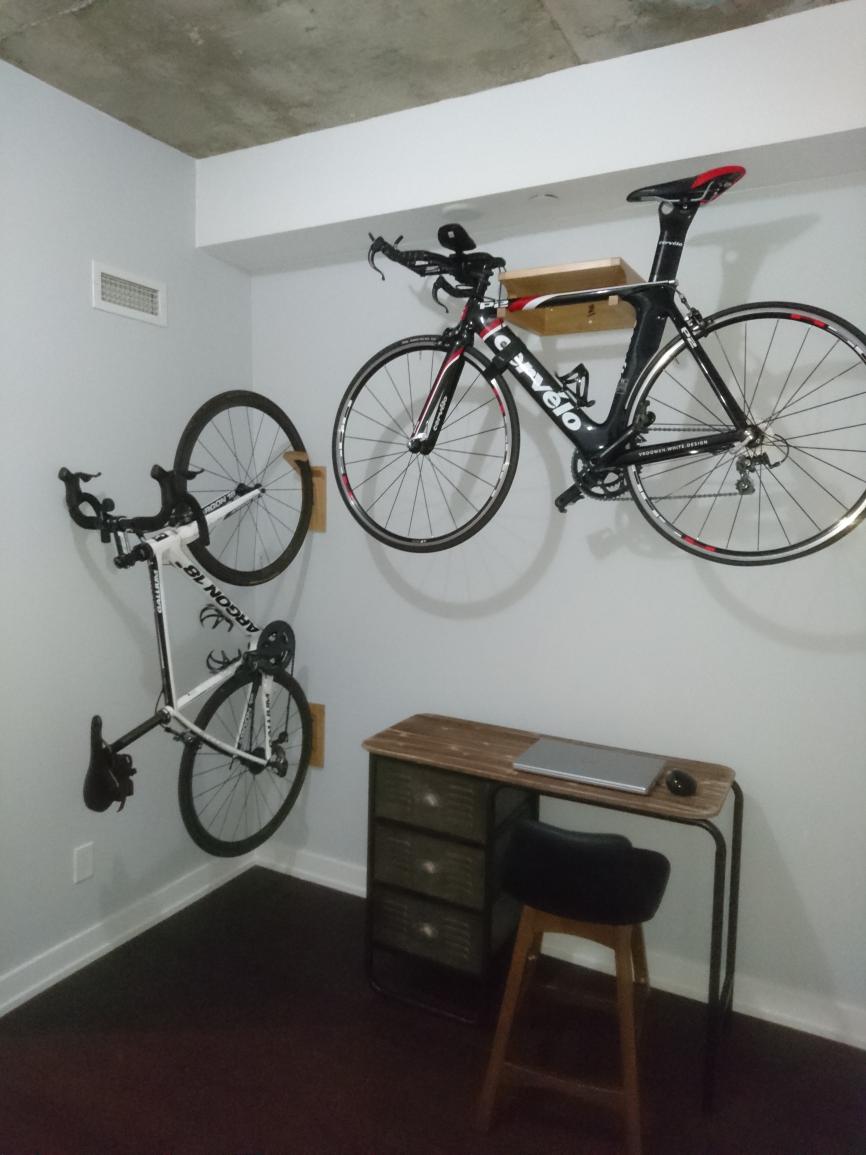 Wooden Bicycle Wall Mount Rack - Holds Two Bikes