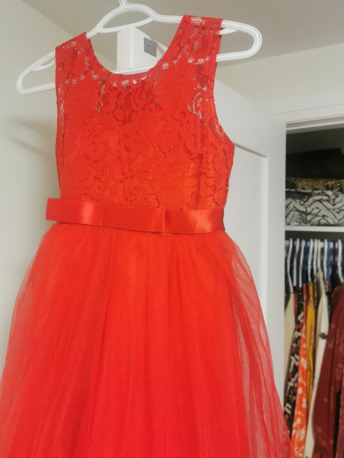 Red girls' special occasion dress - photo 2