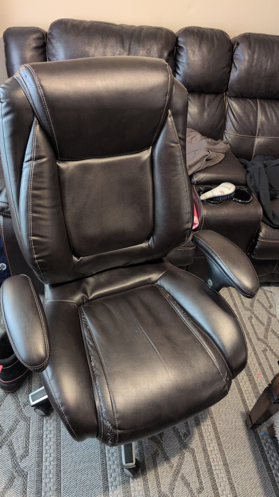 Executive Office Chair - Black Bonded Leather - Rolling