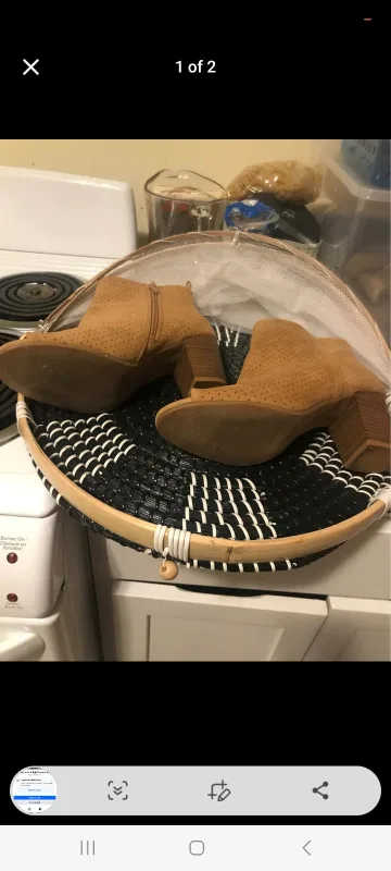 Women's Tan Open Toe Booties Size 8 thumbnail