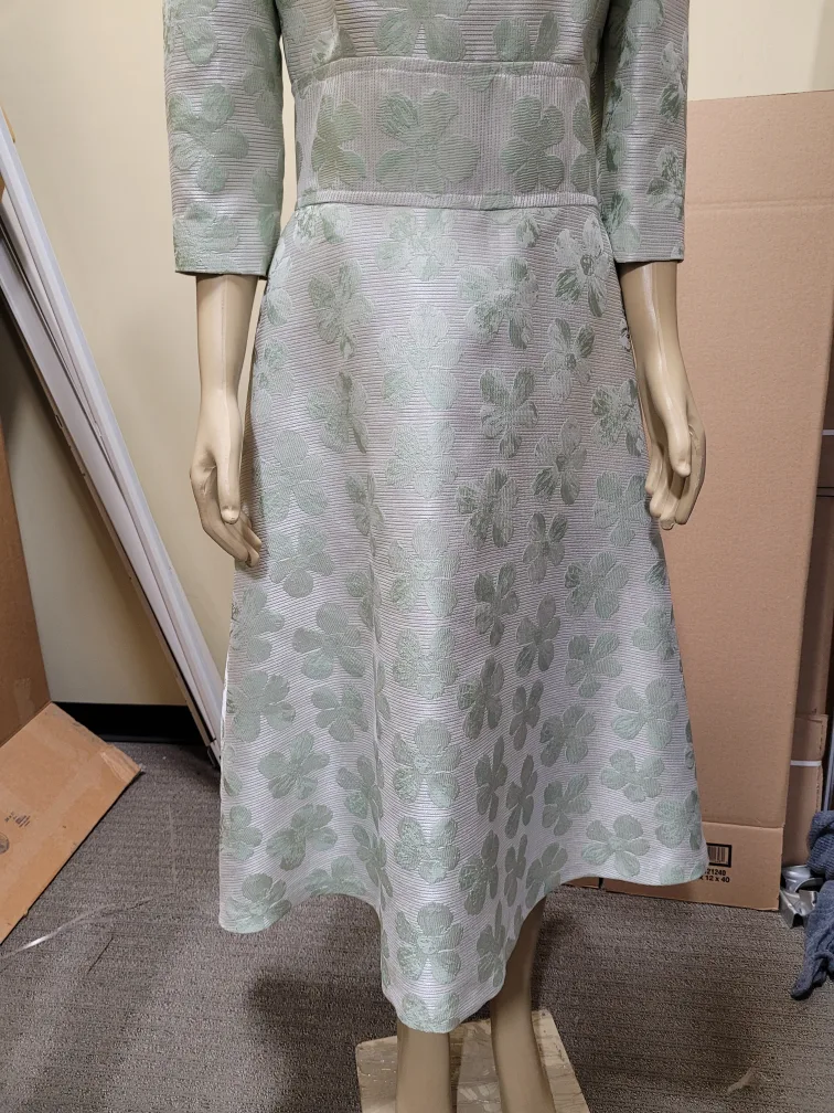 Sage Green Floral Fit and Flare Dress image indicator(4)