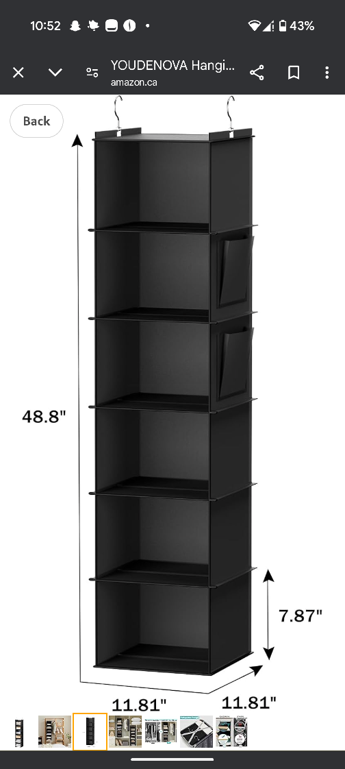 YOUDENOVA Hanging Closet Organizer