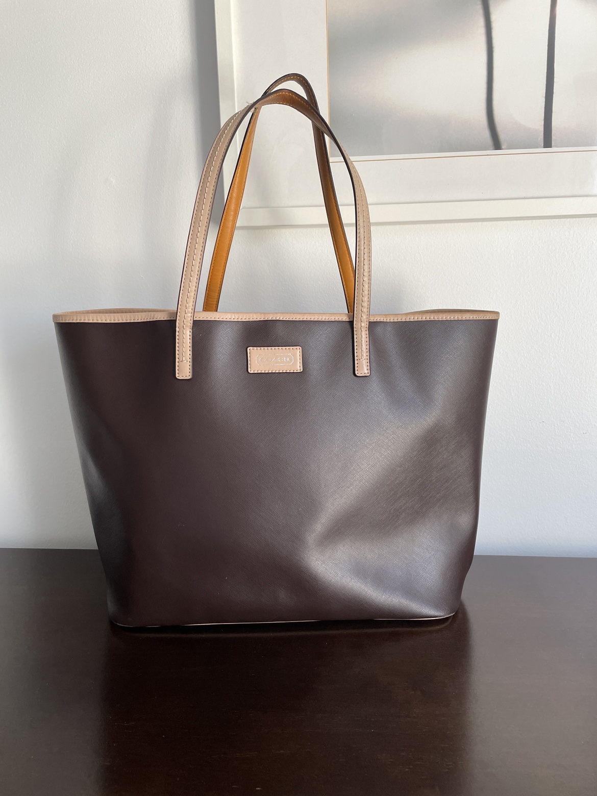 Coach large capacity two tone tote bag