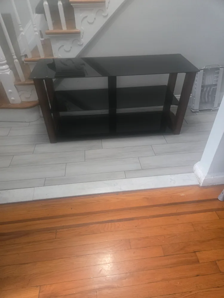 Black Glass TV Stand with Wooden Legs image indicator(4)