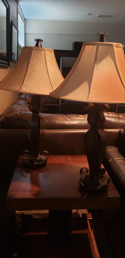 Pair of Elegant Table Lamps with Beige Shades