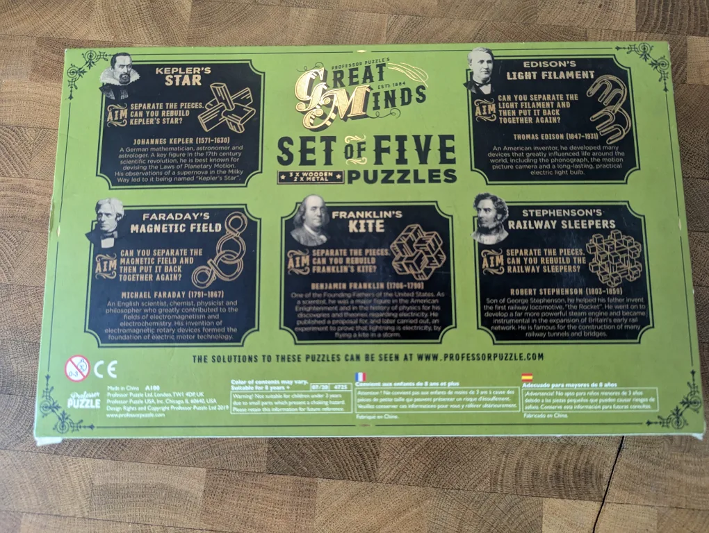 Professor Puzzle's Great Minds Set of Five Puzzles image indicator(3)