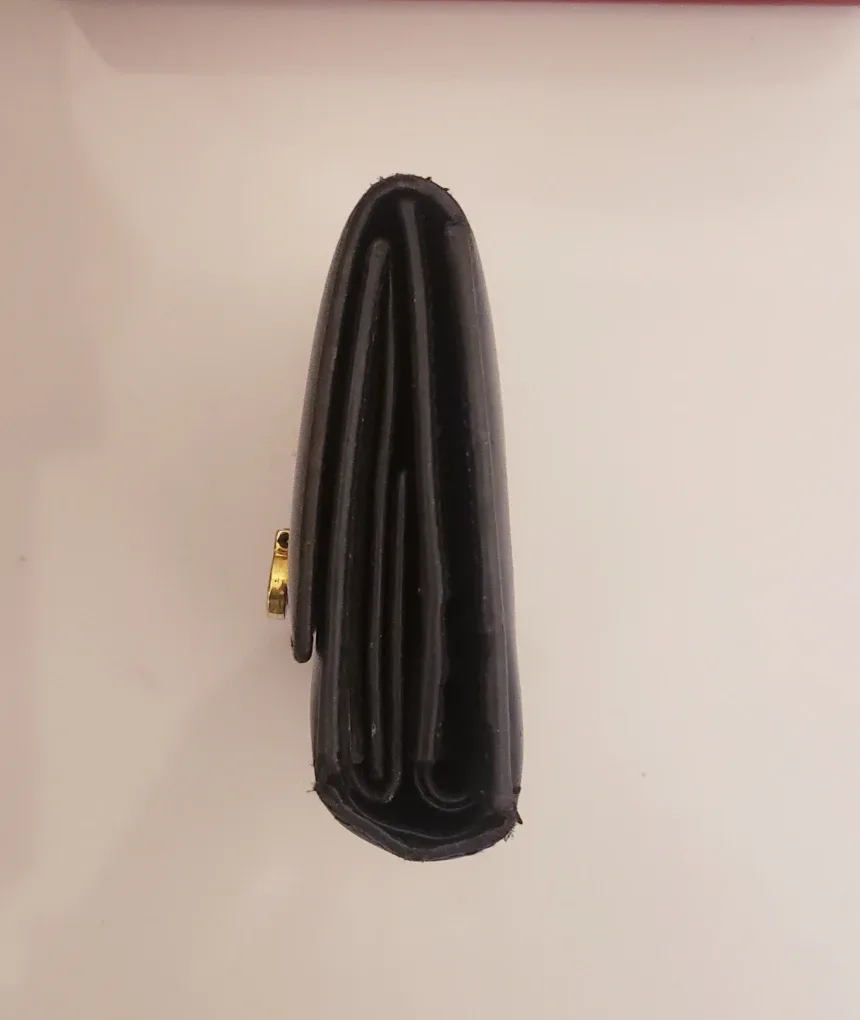 Ferragamo Gancini Twist Lock Wallet - Black Leather Gold Accent image indicator(4)