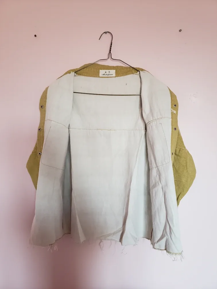 Unisex Mustard Yellow Button-Up Shirt Jacket image indicator(3)