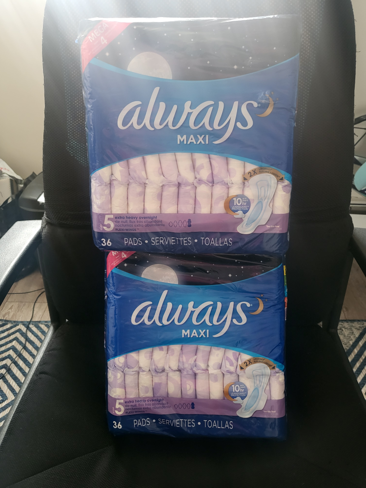 Always Maxi Overnight Pads - 2 packs of 36#Freecycle