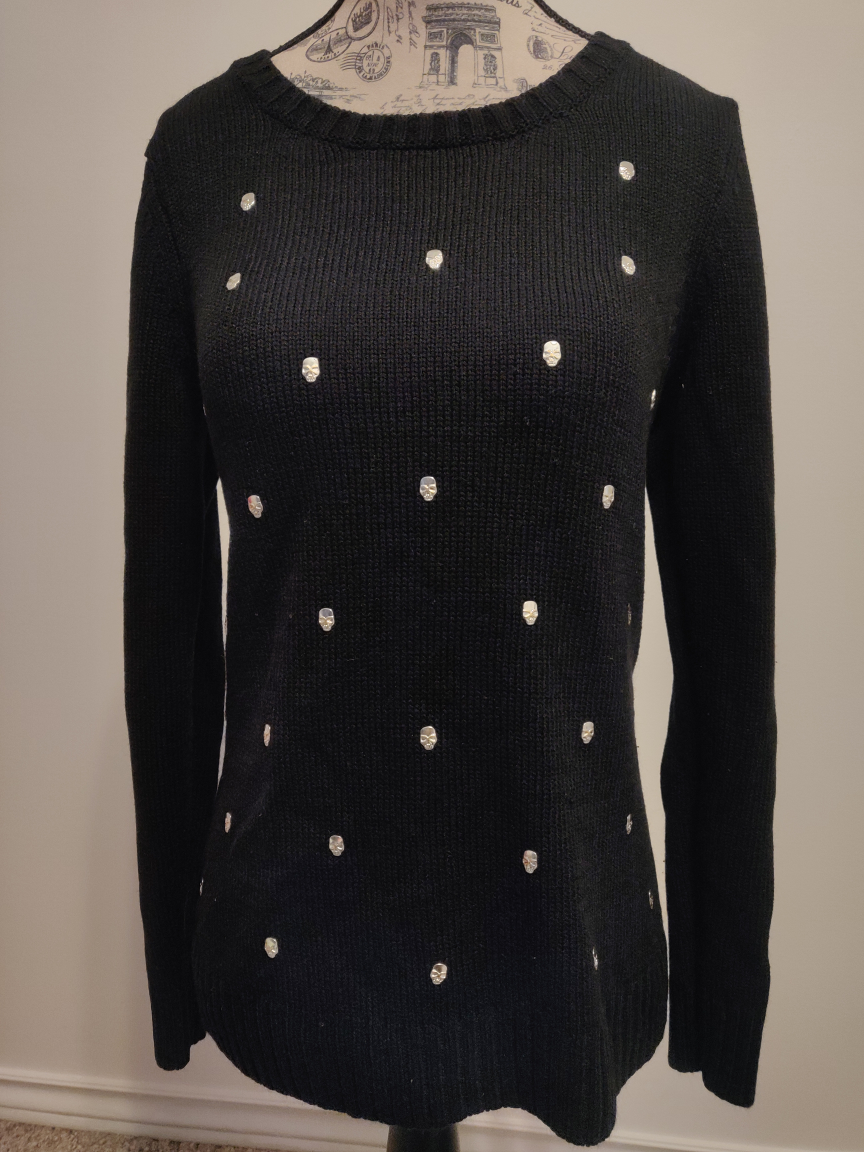 Goth Black Skull Sweater
