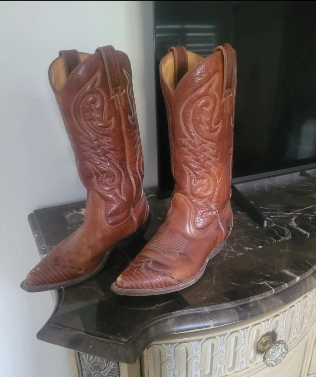 Sancho Boots - Brown Leather Cowboy Boots - Size 8 image indicator(3)