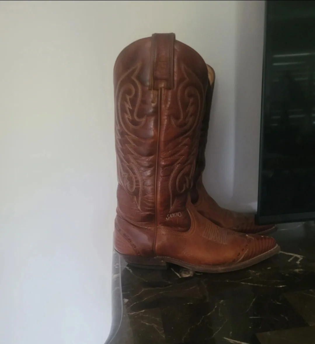 Sancho Boots - Brown Leather Cowboy Boots - Size 8 image indicator(4)
