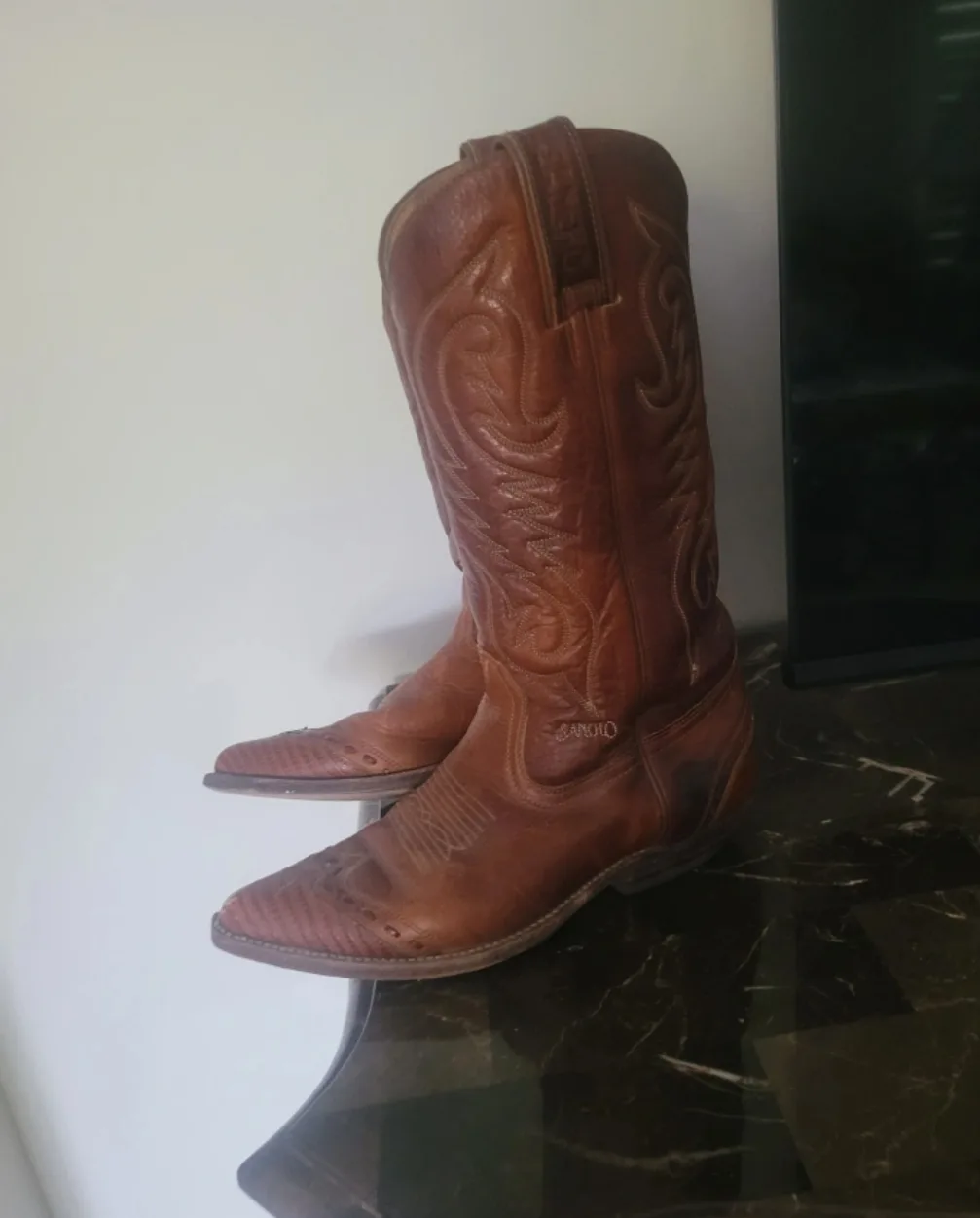 Sancho Boots - Brown Leather Cowboy Boots - Size 8 image indicator(5)
