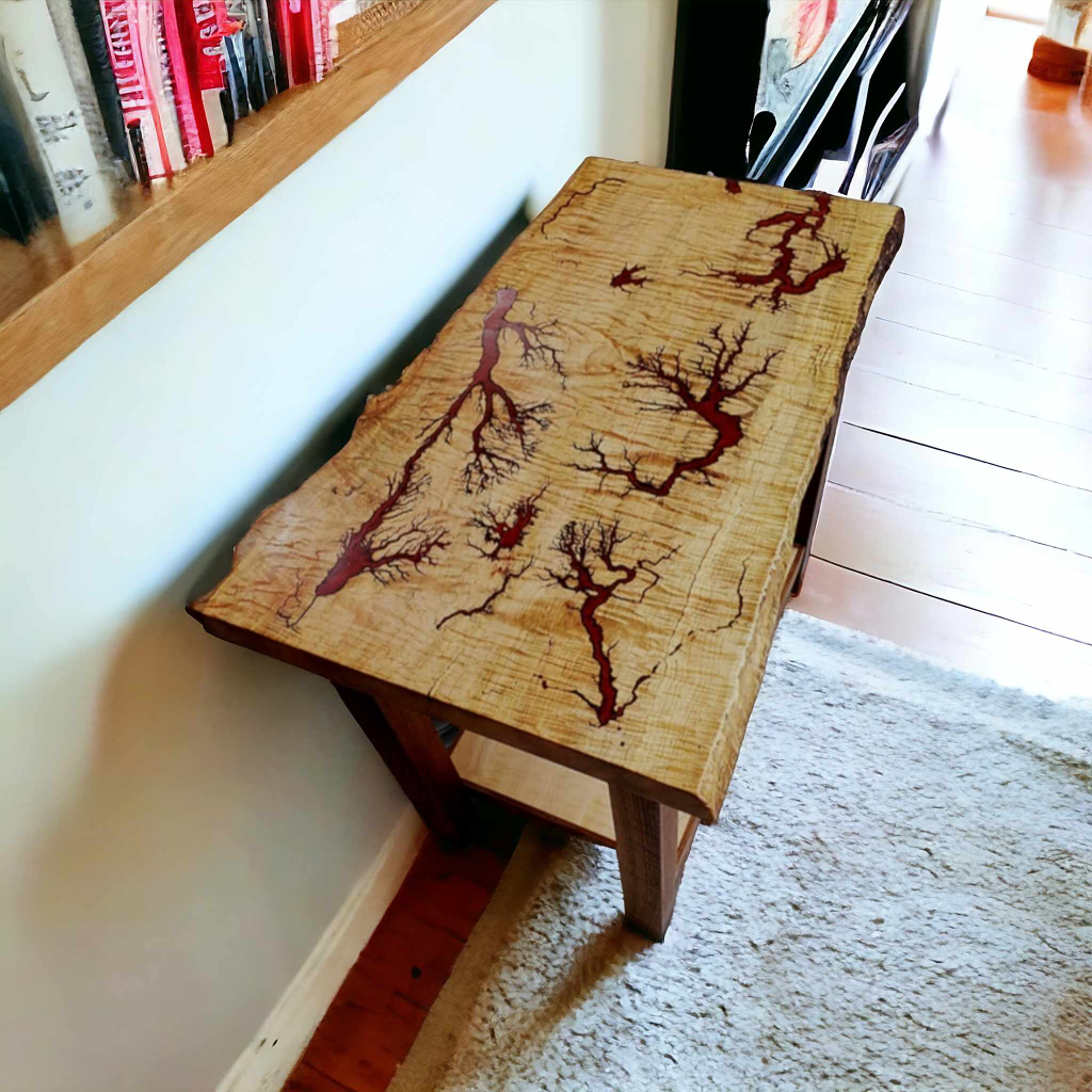 Unique Live Edge Accent Table with Red Resin - photo 3