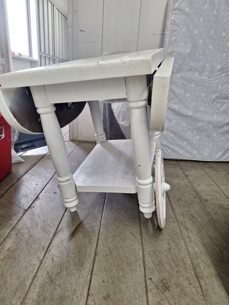 White Wooden Serving Cart with Drop Leaf - photo 5