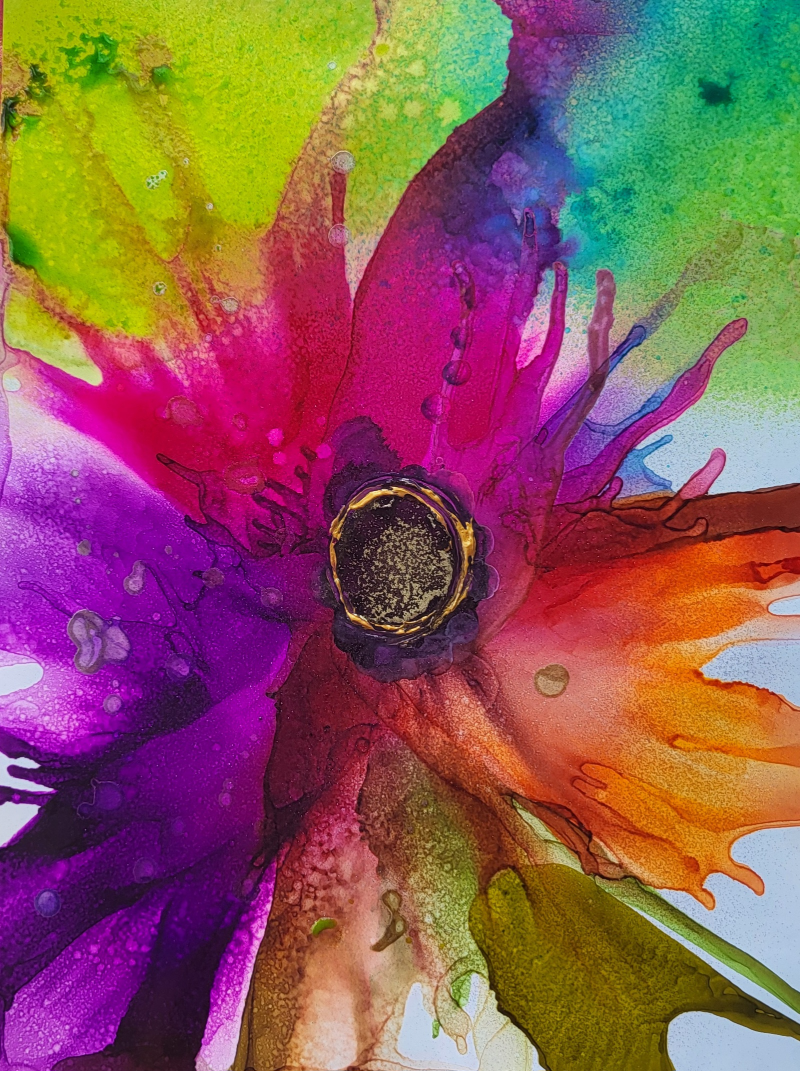 Set of Five Unique Alcohol Ink Paintings - photo 2