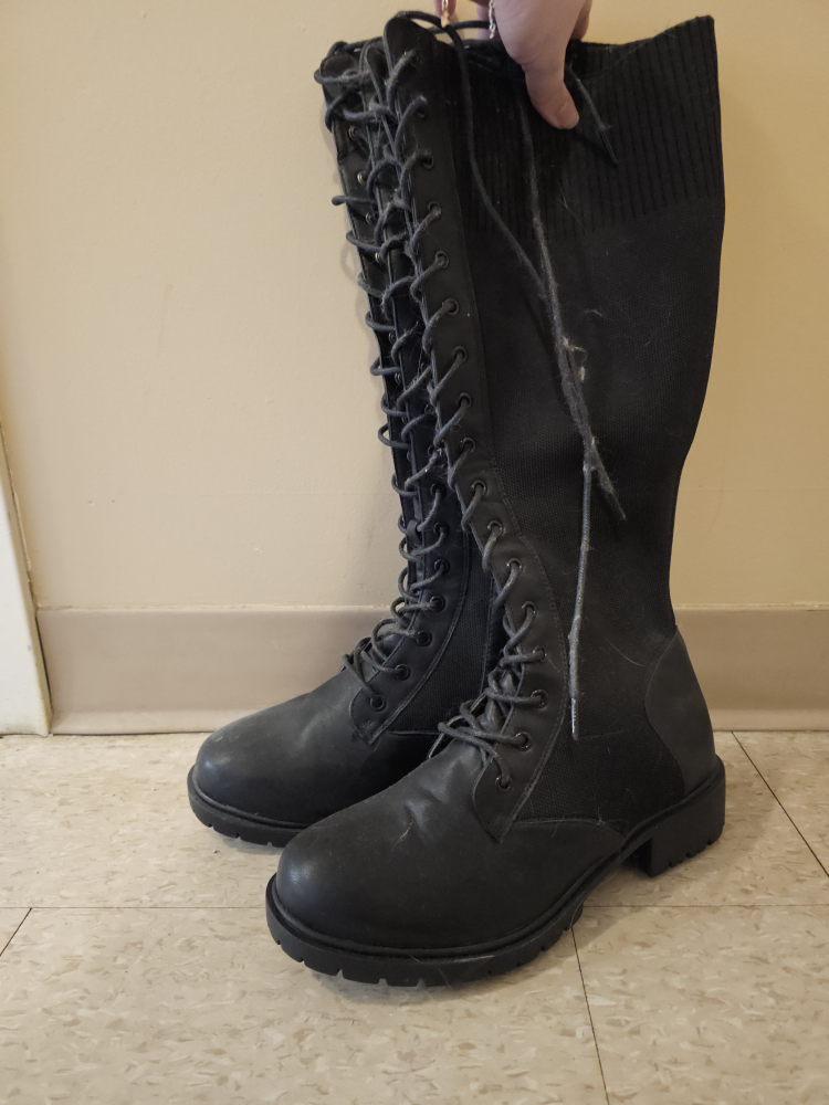 Women's Black Lace-Up Boots - Size 11WW - photo 2