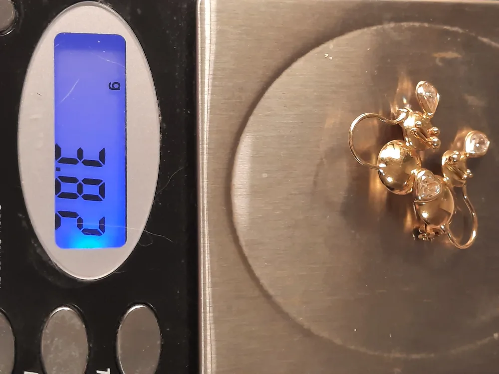 Gold Mouse BROOCH with Clear Stones18karat solid gold image indicator(2)