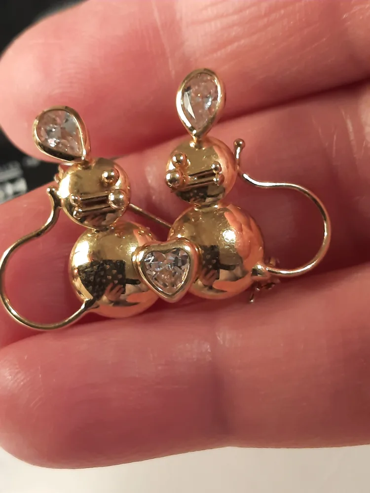 Gold Mouse BROOCH with Clear Stones18karat solid gold image indicator(3)