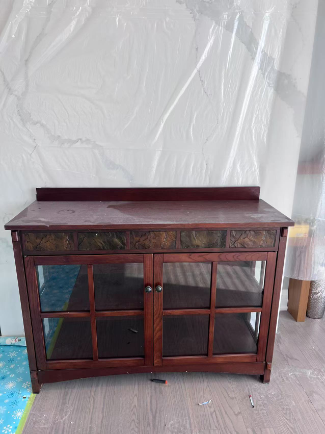 Dark Wood Curio Cabinet with Glass Doors - photo 4