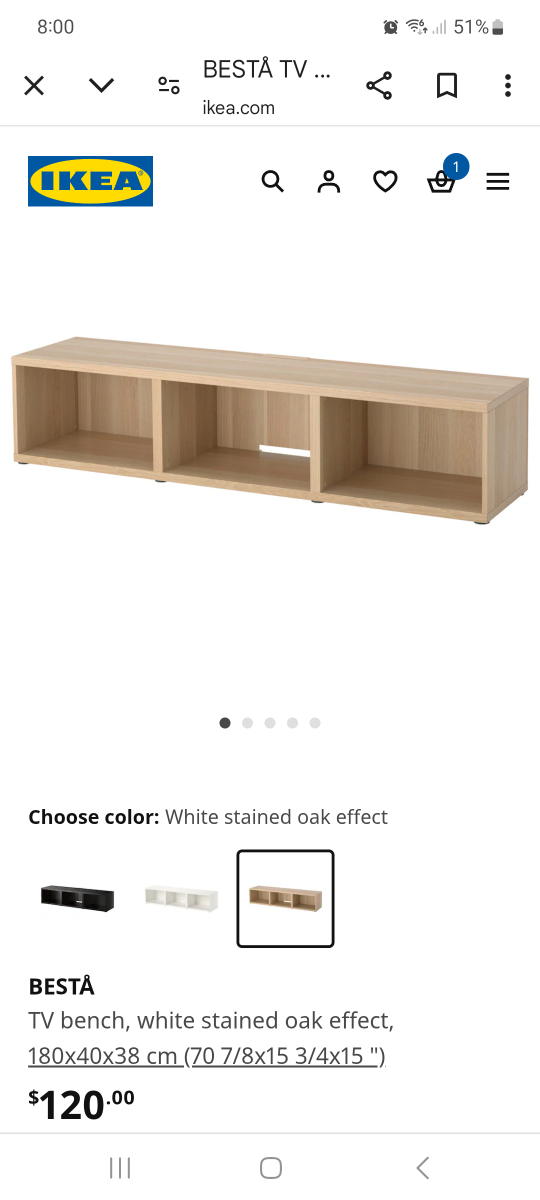 IKEA BESTÅ TV Bench - White Stained Oak Effect