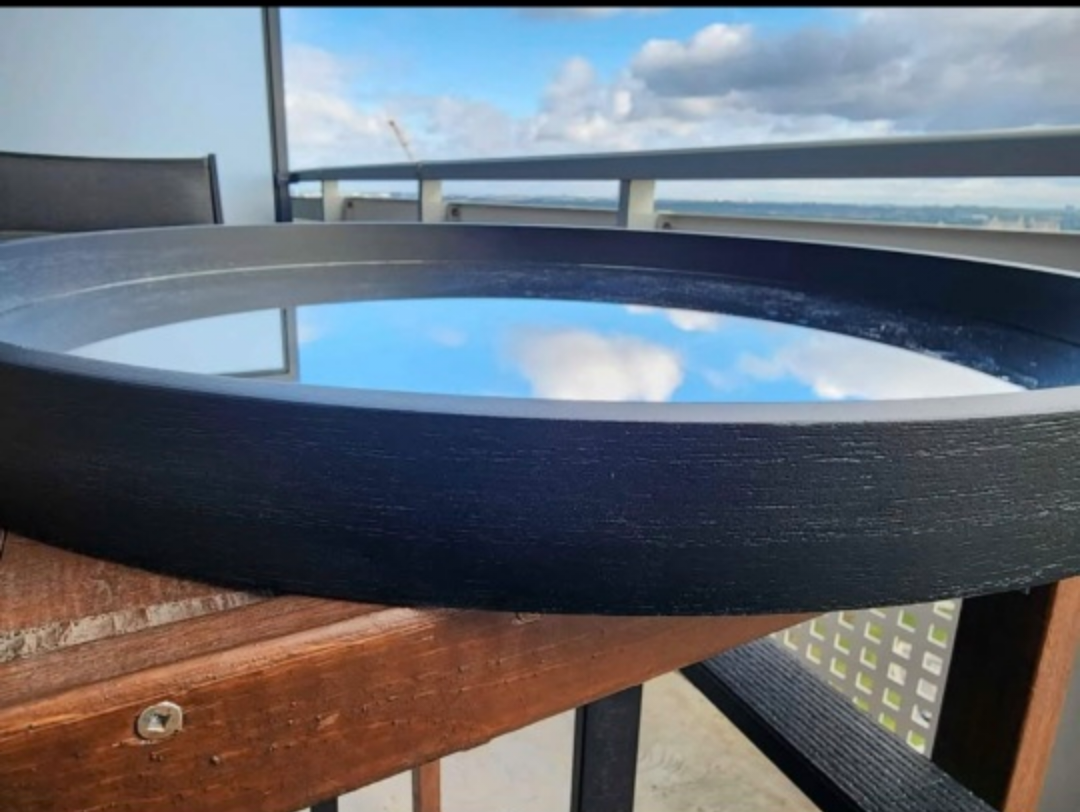 Large Round Black Framed Mirror 21.5in