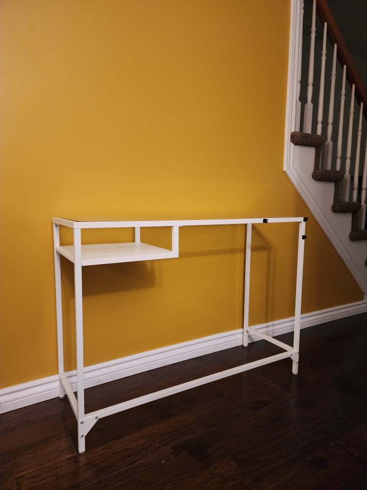 White Metal Desk with Small Shelf - photo 2