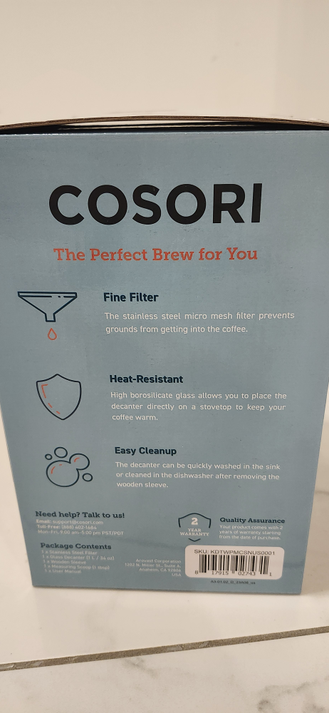 New - COSORI Original 8-Cup Pour-Over Coffee Maker - photo 3