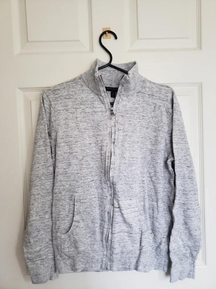 Banana Republic Grey Zip-Up Sweater thumbnail