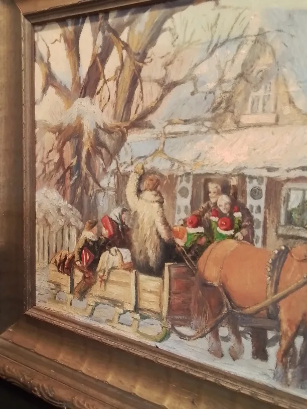 Canadian Vintage Framed Winter Scene Painting by Edmund Kinis image indicator(2)