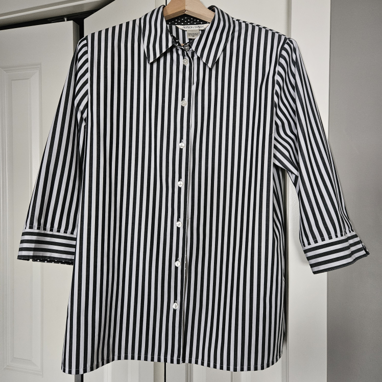 Size 14 Black and White Striped Blouse