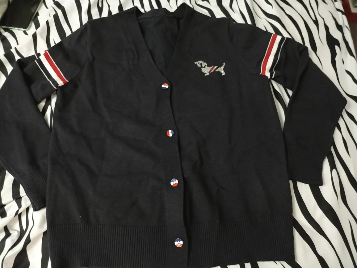 Women's Navy Blue Knit Cardigan - Size Asian L image indicator(6)