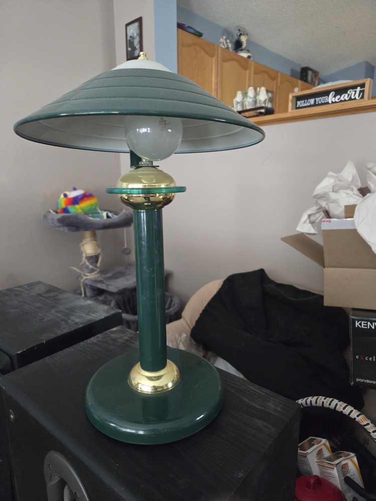 Vintage Green Desk Lamp with Gold Accents