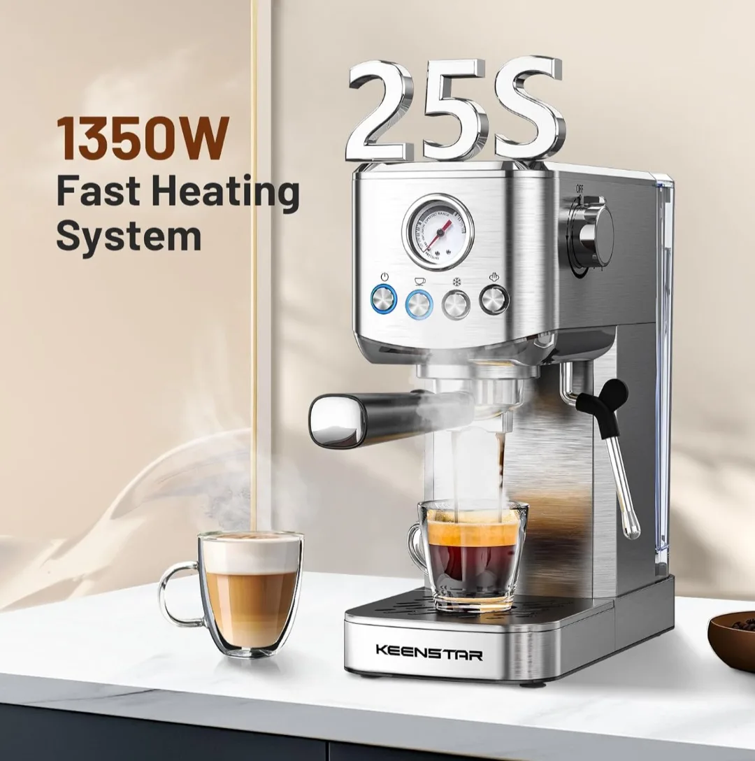 PROFESSIONAL ESPRESSO MACHINE, HOT or COLD BREW, 41oz Water Tank image indicator(8)