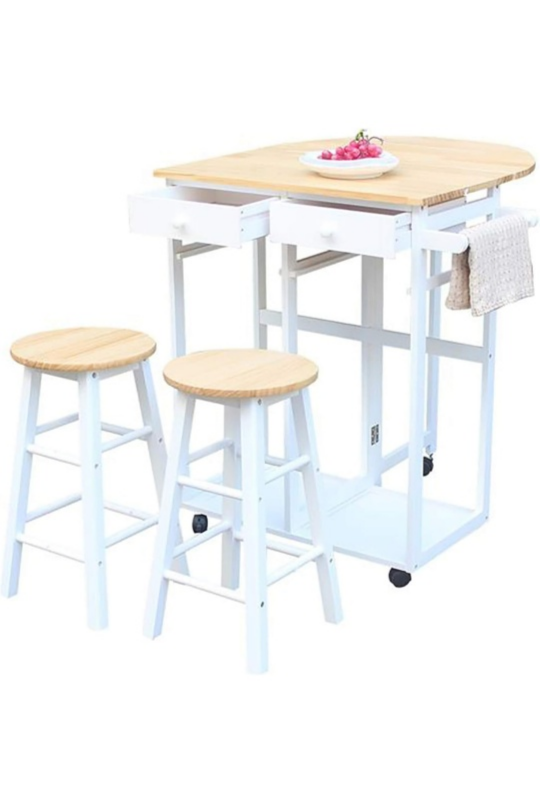 Folding Kitchen Table Set with 2 Stools and Storage - photo 5