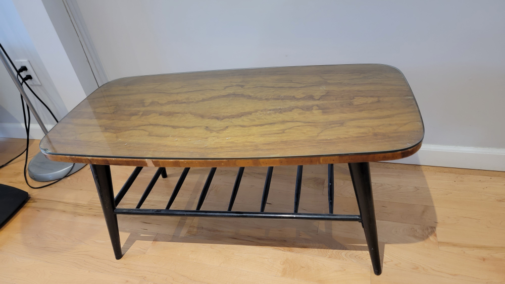 Mid-Century Modern Coffee Table with Glass Top