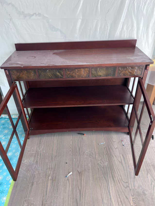 Dark Wood Curio Cabinet with Glass Doors - photo 2