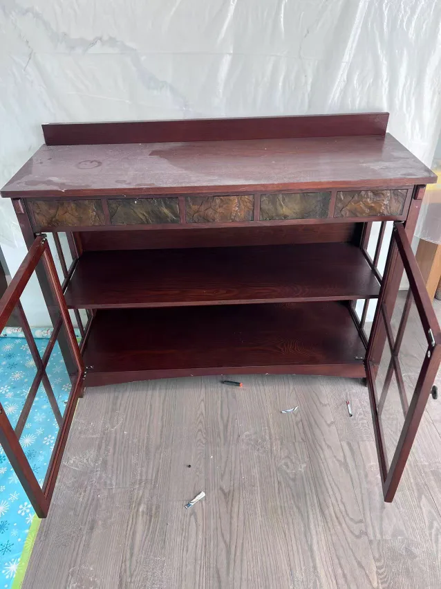 Dark Wood Curio Cabinet with Glass Doors image indicator(2)