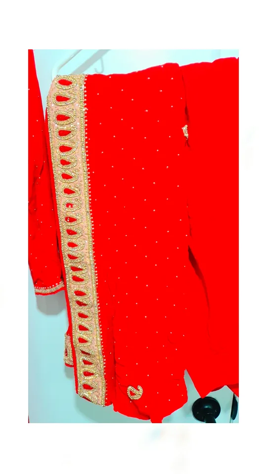 Gorgeous Red Salwar Kameez with Gold Embroidery image indicator(3)