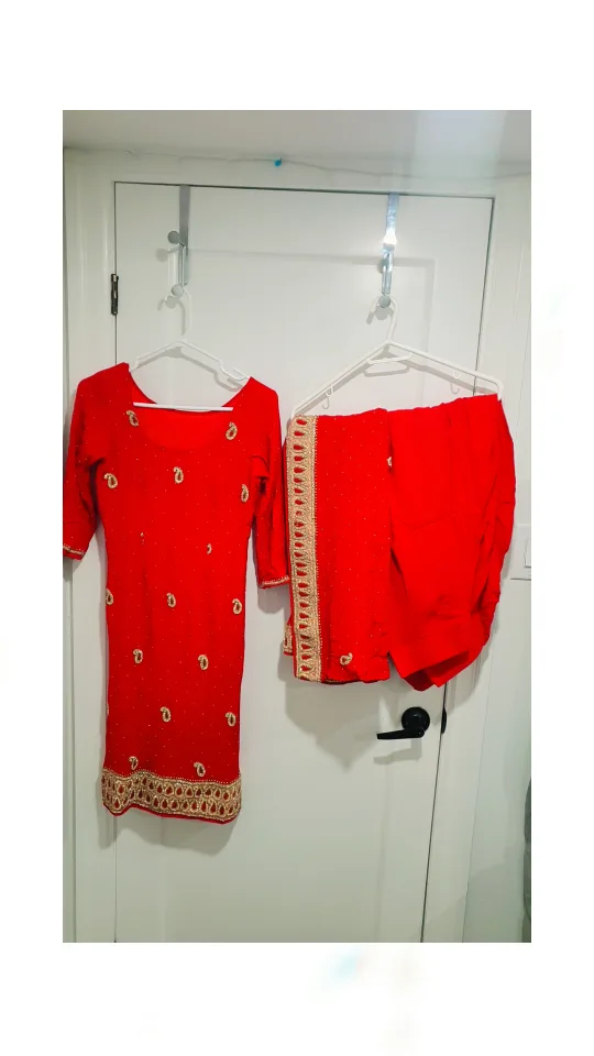 Gorgeous Red Salwar Kameez with Gold Embroidery image indicator(5)