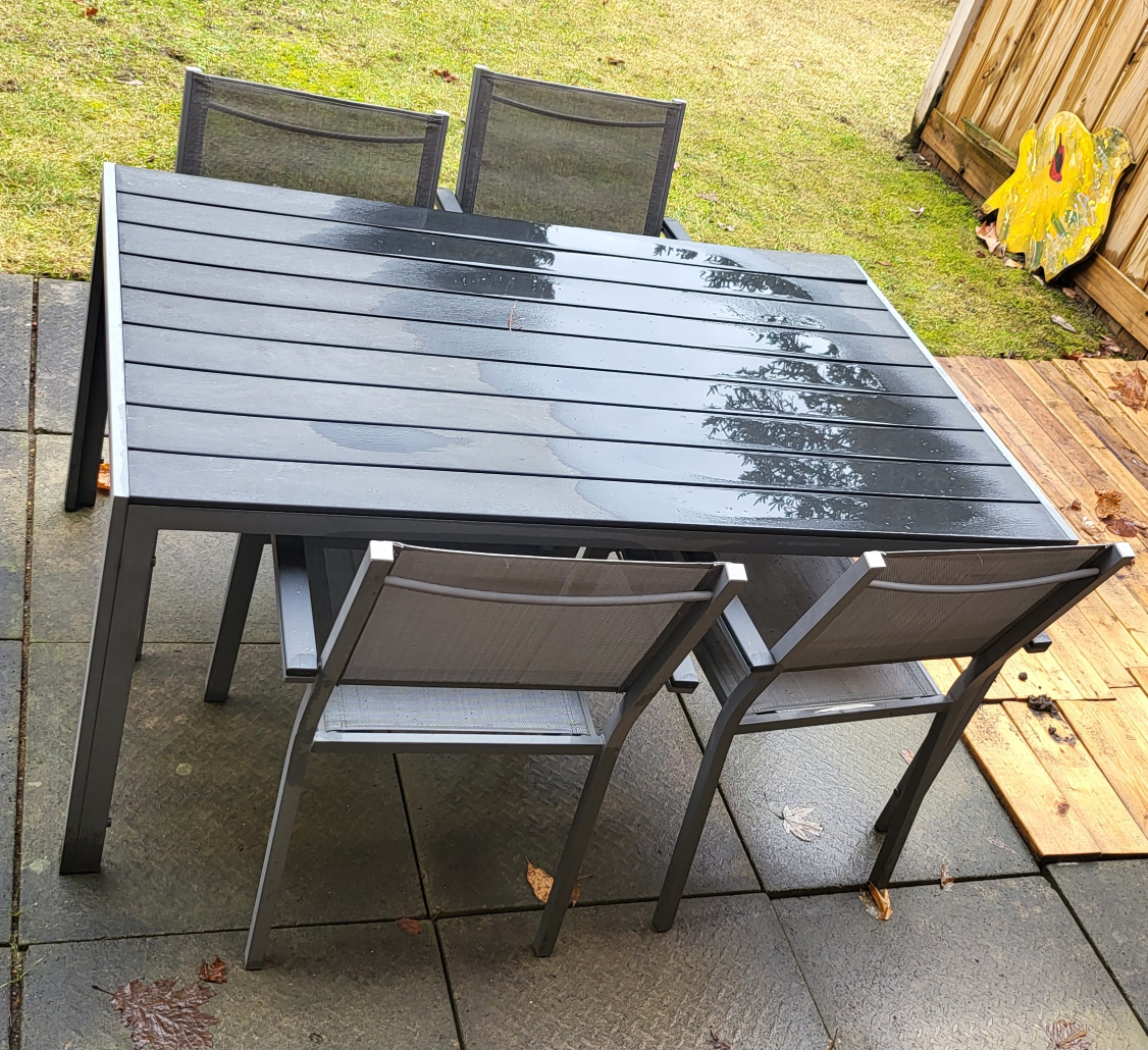 5-Piece Outdoor Patio Dining Set - Grey Aluminum Frame & Table - photo 2