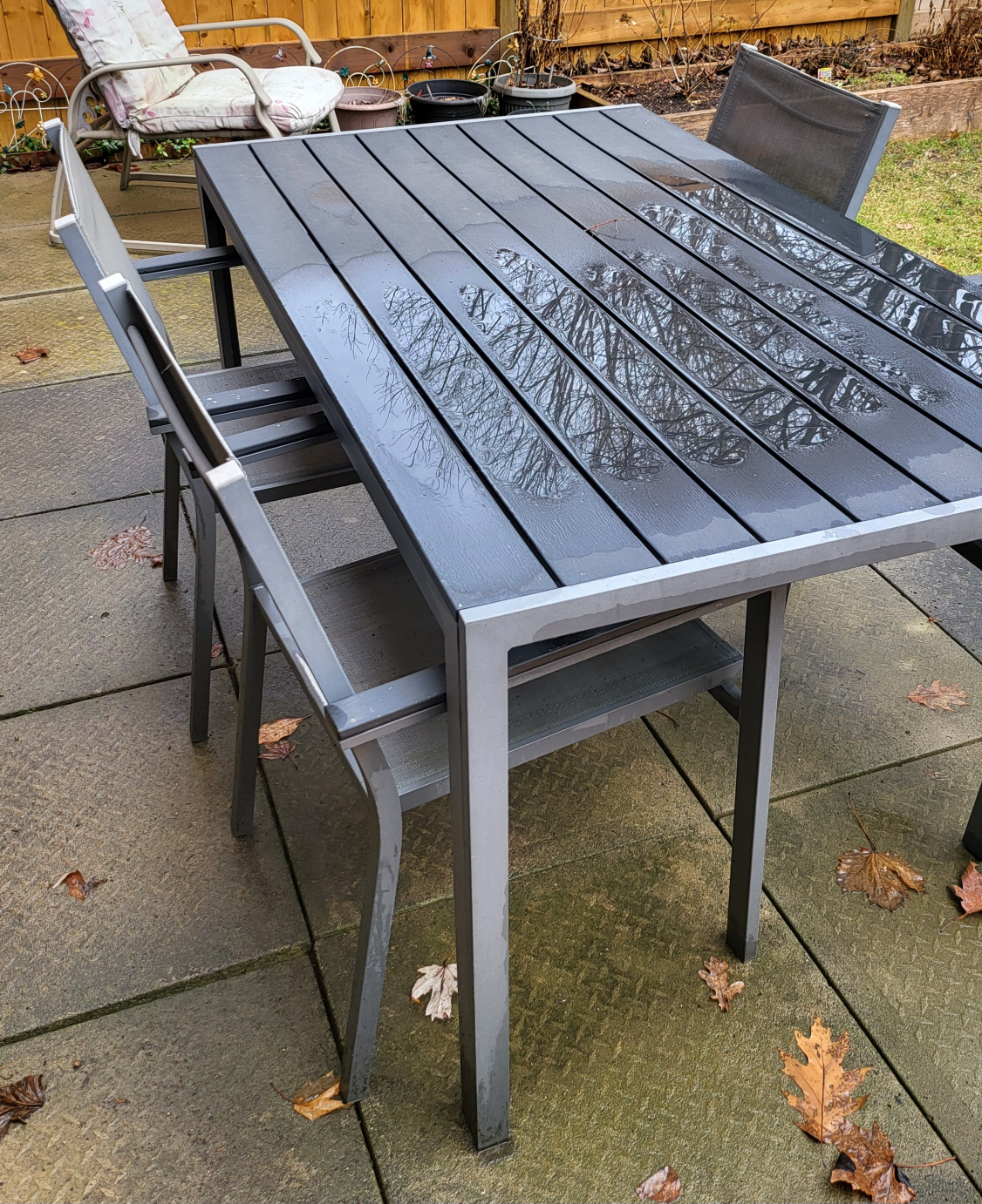 5-Piece Outdoor Patio Dining Set - Grey Aluminum Frame & Table - photo 3
