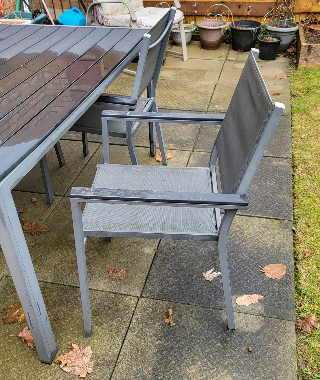 5-Piece Outdoor Patio Dining Set - Grey Aluminum Frame & Table - photo 4