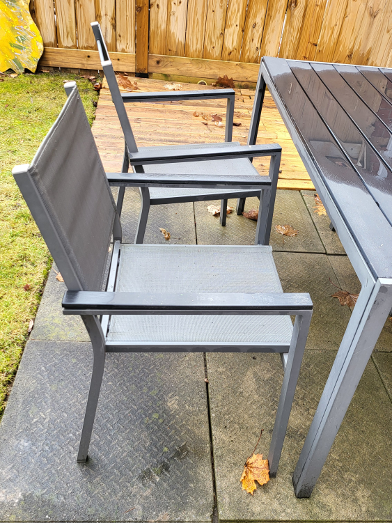 5-Piece Outdoor Patio Dining Set - Grey Aluminum Frame & Table - photo 5