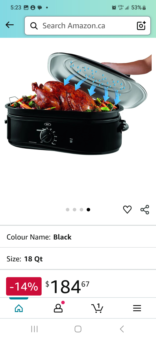 18 Qt Black Roaster Oven