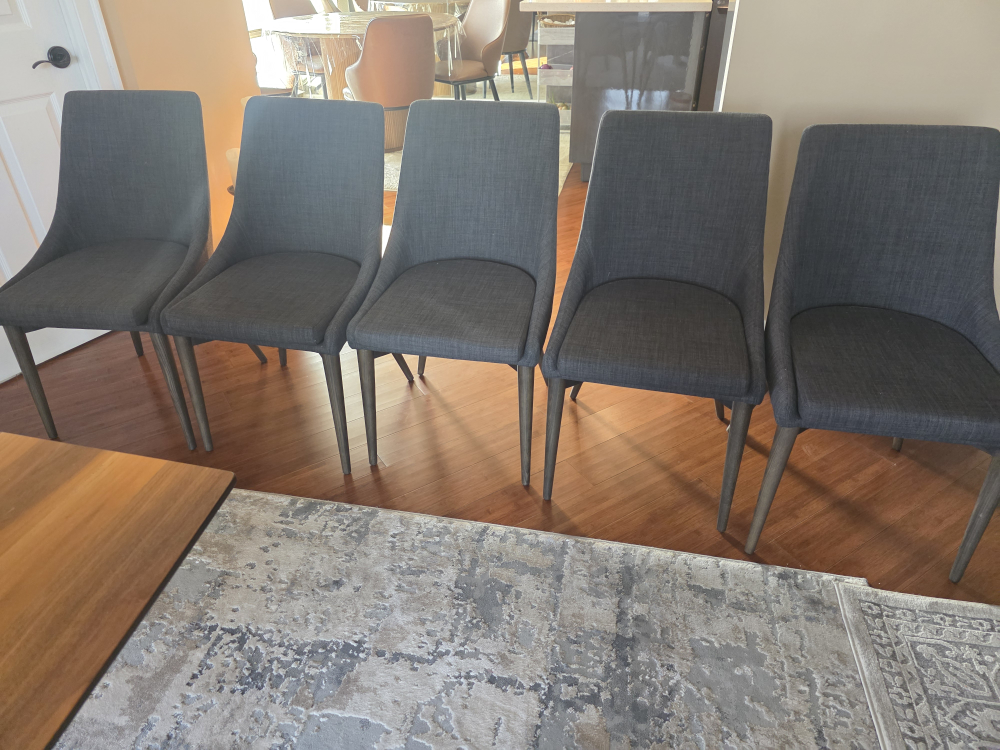 set 6 Grey chairs for sale black  fabric and wood leg - photo 3